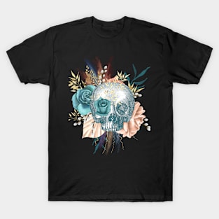 Skull with Blue Roses T-Shirt